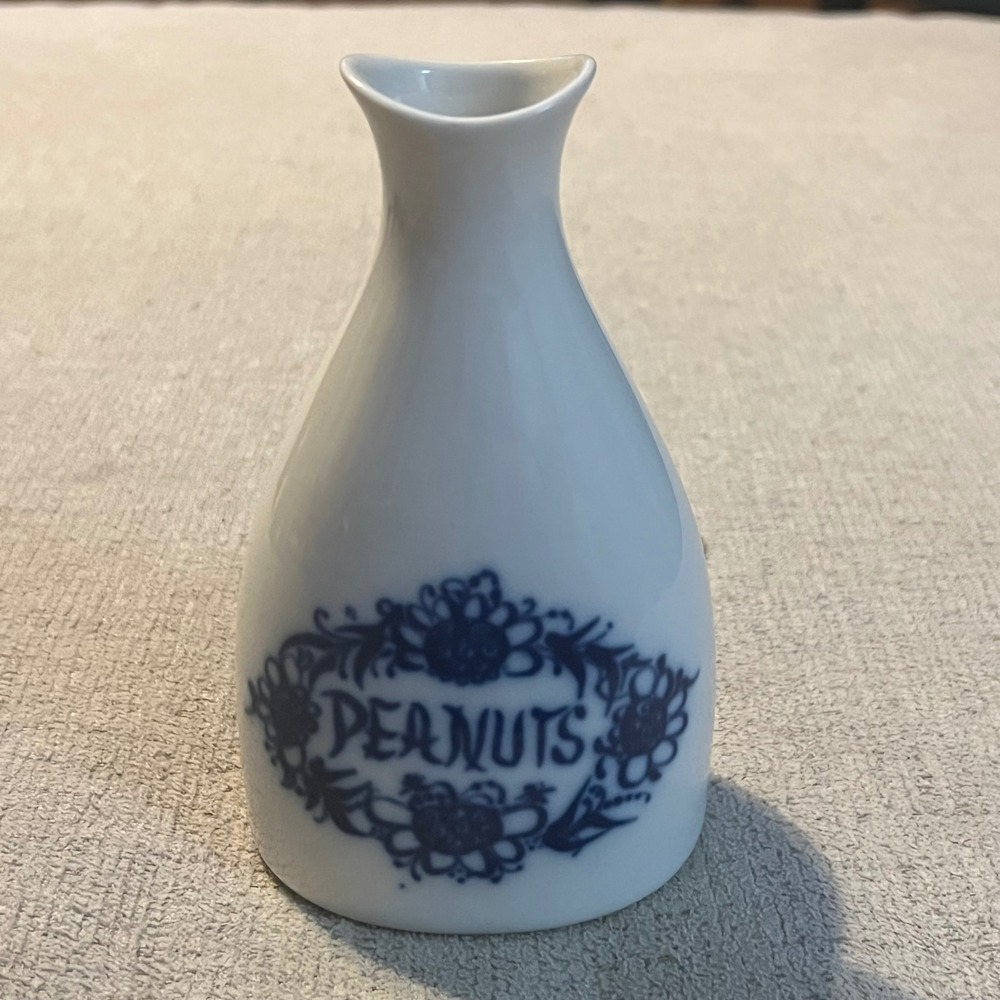 Porsgrund Norway Peanuts Blue White Porcelain‎ Bud Vase Sake Carafe Anchor Logo
